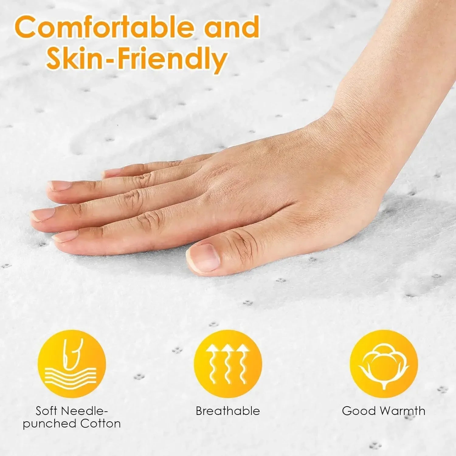 Heated Mattress Pad Twin Size 187x140cm Dual 100W Control 6 Heat Levels White