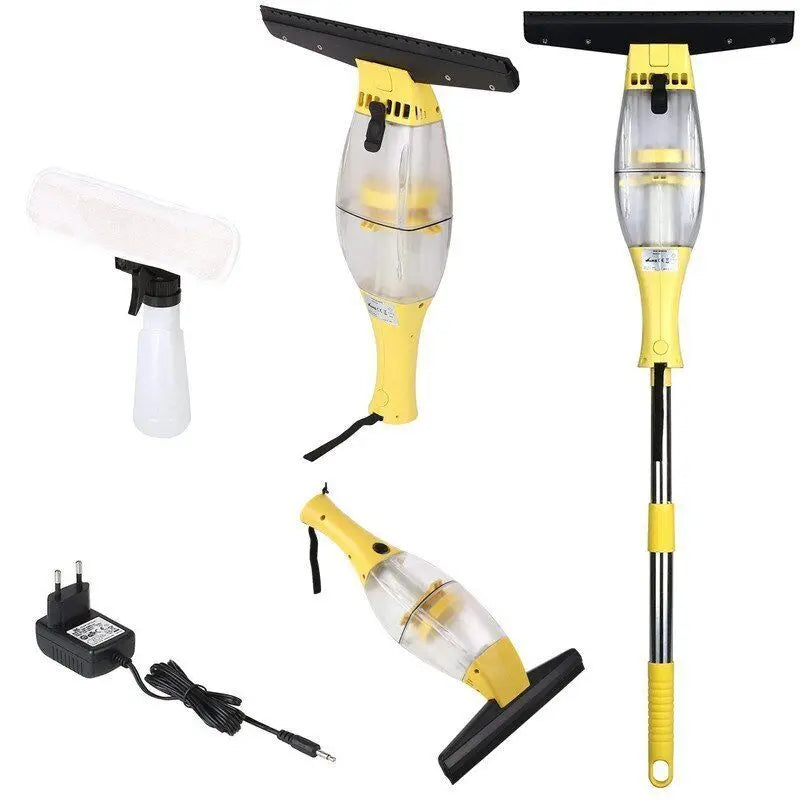 Window Vacuum Cleaner with Telescopic Handle and Spray Bottle, 280mm Blade, Yellow