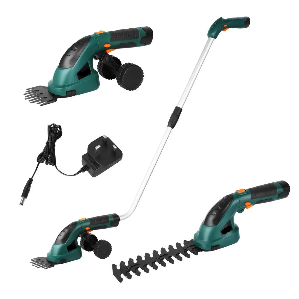 Cordless 7.2V 2-in-1 Grass Shear and Hedge Trimmer with Telescopic Handle