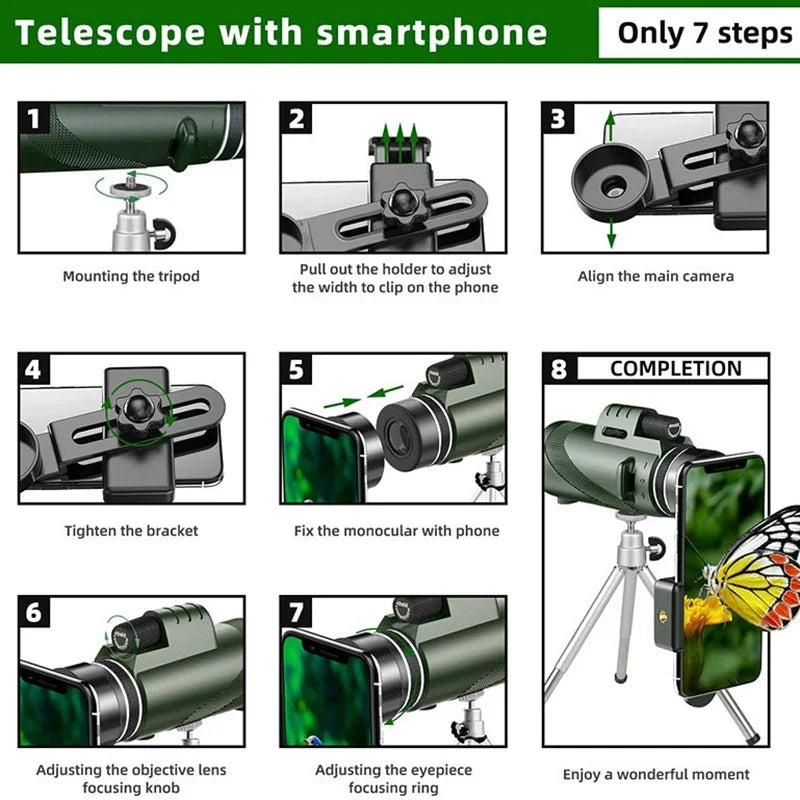 Telescope Folding Long Distance 80x100 Zoom for Camping and Hiking