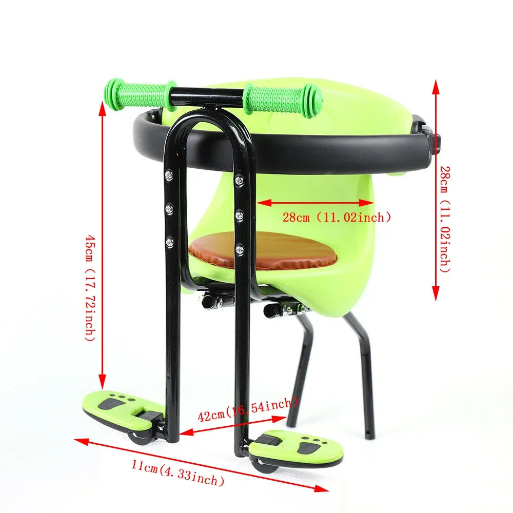 Bike Seat, Front Mount, 20kg Load, Handrail & Foot Pedals