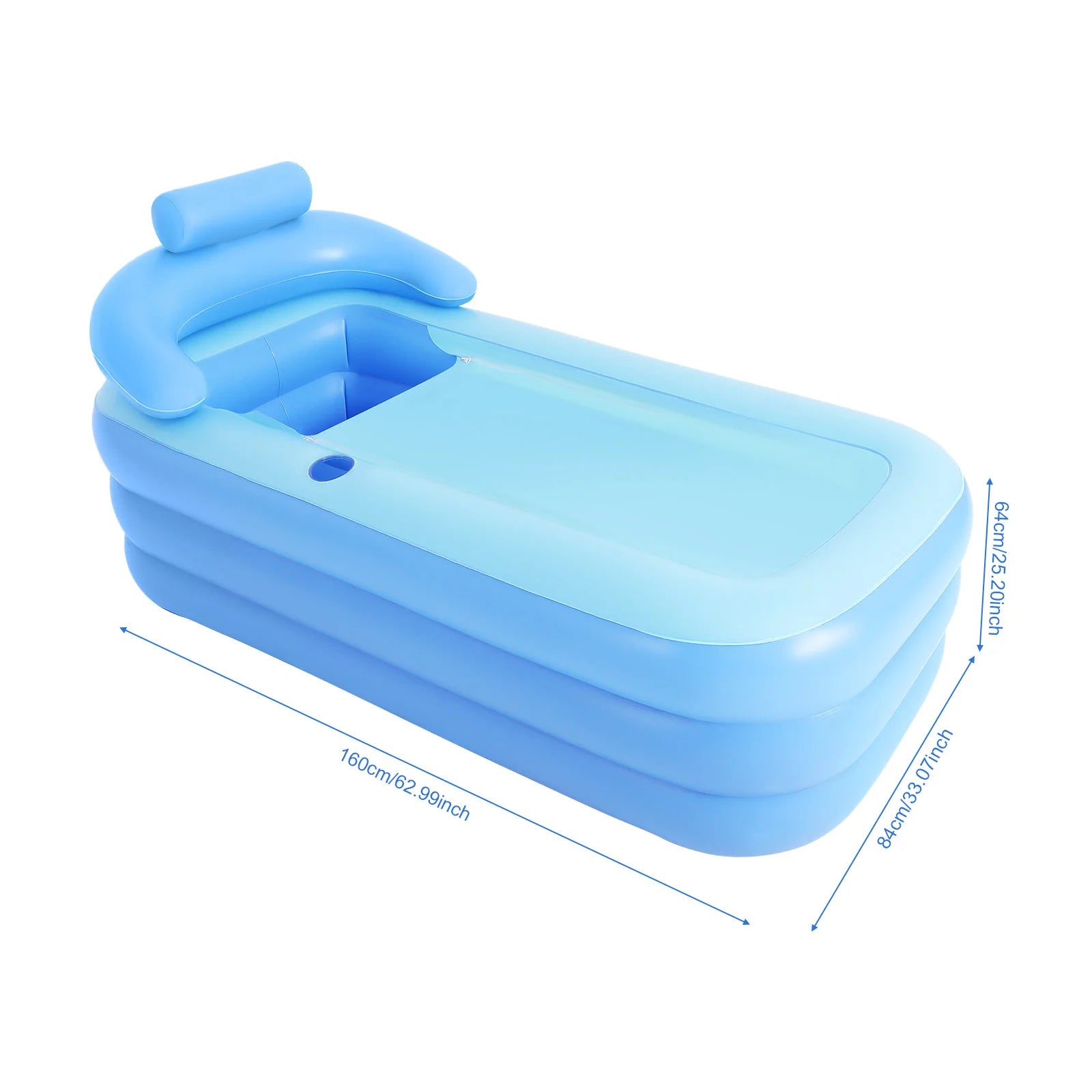 Inflatable Bath Tub, 150x80cm, Portable, Foldable with Cushion