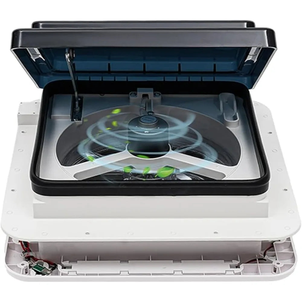 RV Roof Fan, 12V Reversible Exhaust with LED Light, 36x36 cm Caravan Ventilation