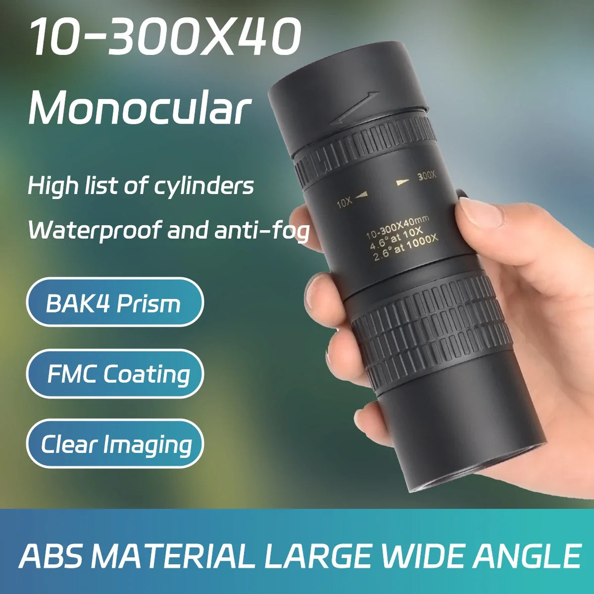 Monocular Telescope 10-300x40 HD Zoom Long Range Portable Black