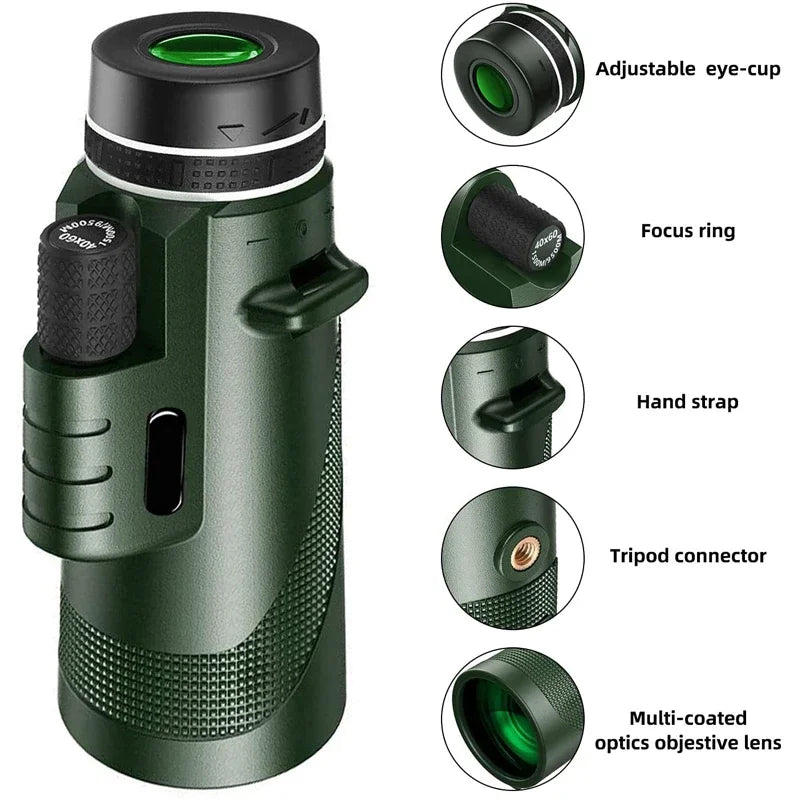 Monocular Telescope 80x100 Zoom HD Portable for Outdoor Camping