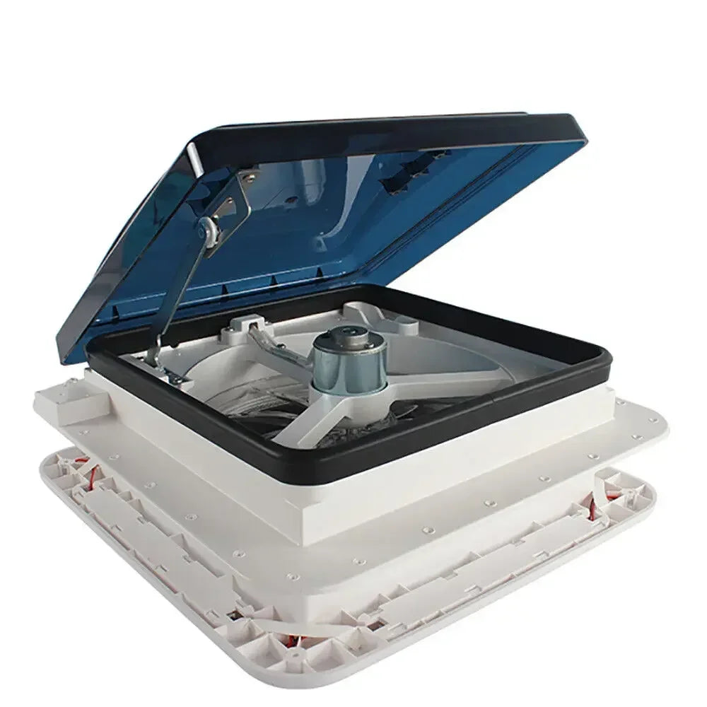 RV Roof Fan, 12V Reversible Exhaust with LED Light, 36x36 cm Caravan Ventilation