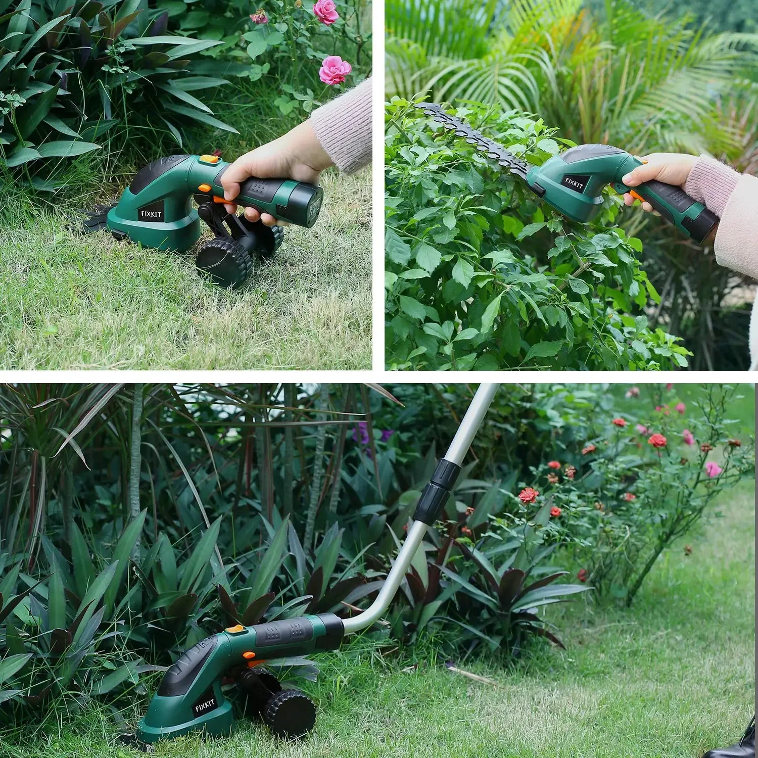 Cordless 7.2V 2-in-1 Grass Shear and Hedge Trimmer with Telescopic Handle