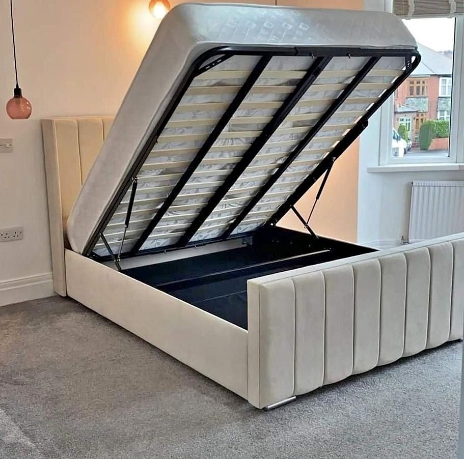 Double Panel Line Ottoman Bed