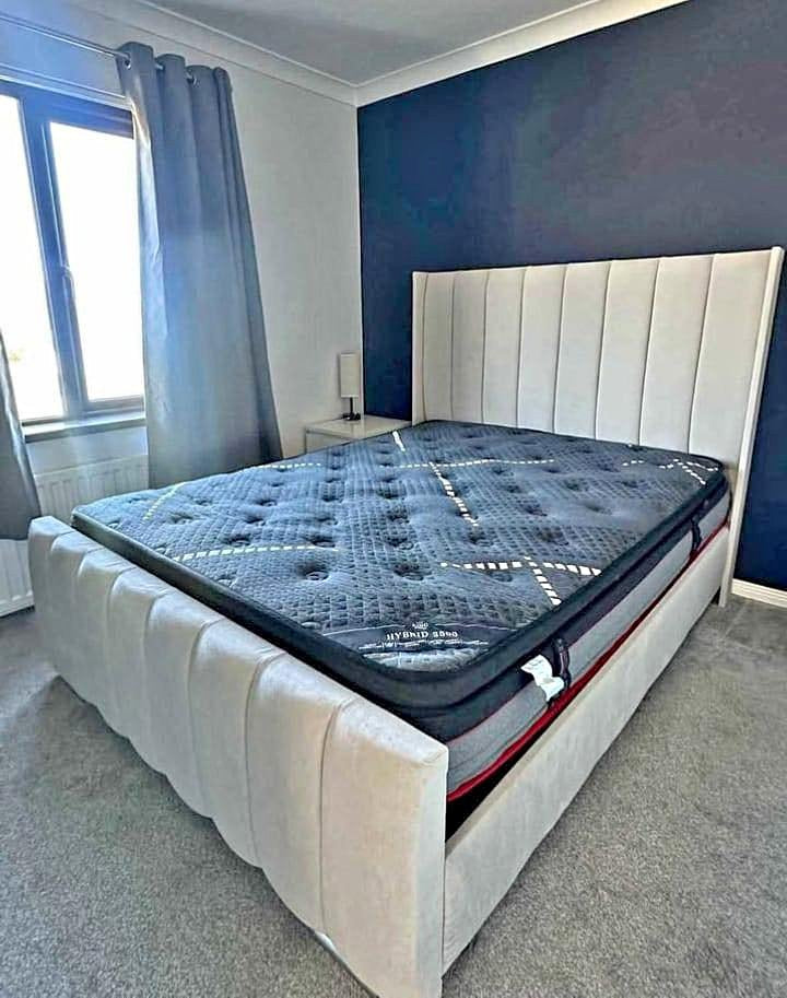 Double Panel Line Ottoman Bed