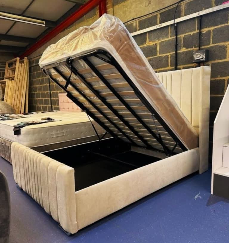 Double Panel Line Ottoman Bed