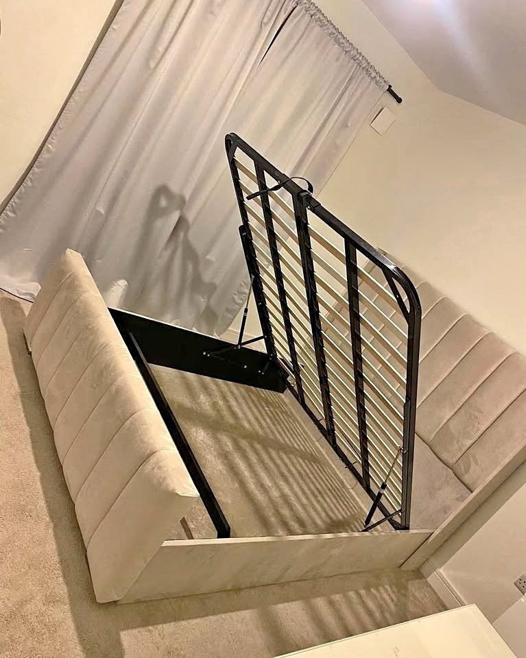 Double Panel Line Ottoman Bed