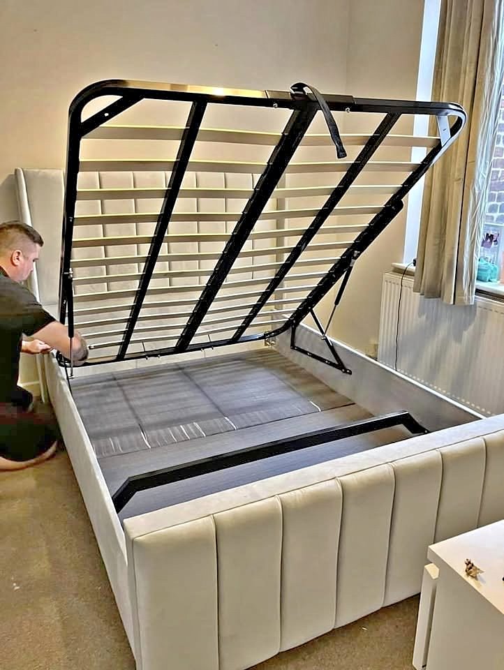 Double Panel Line Ottoman Bed