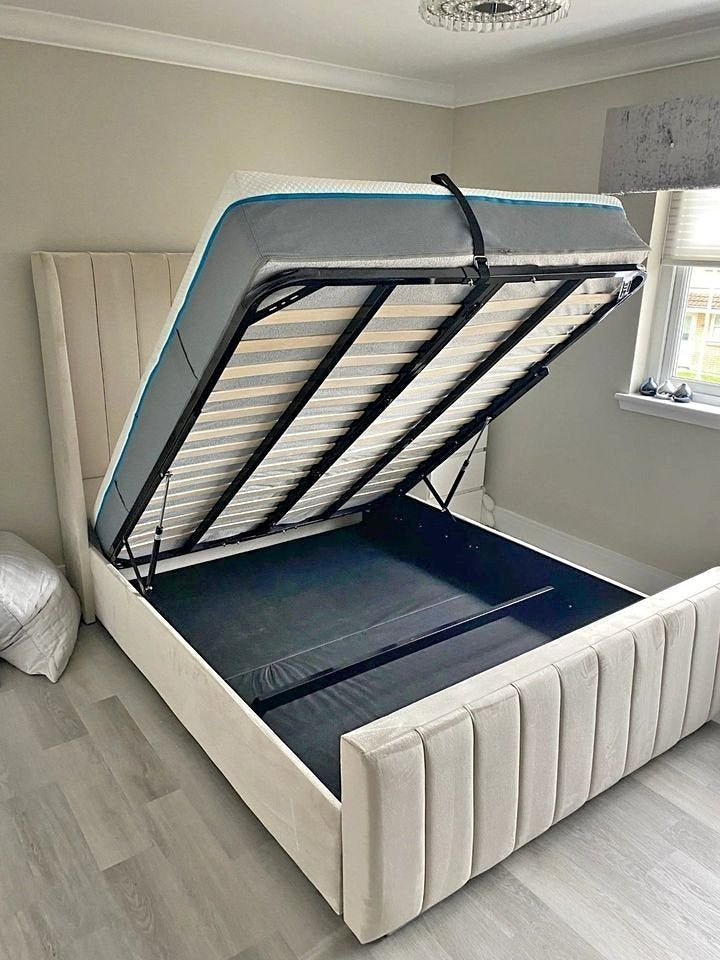 Double Panel Line Ottoman Bed