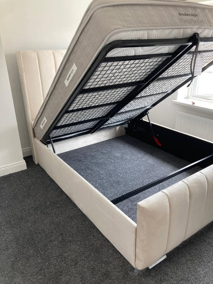 Double Panel Line Ottoman Bed