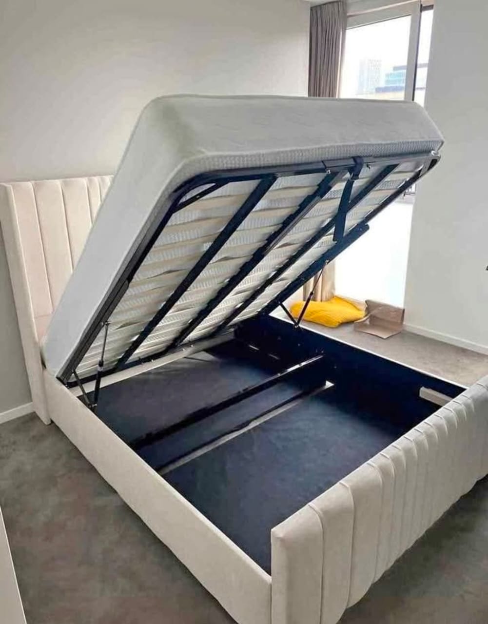 Double Panel Line Ottoman Bed