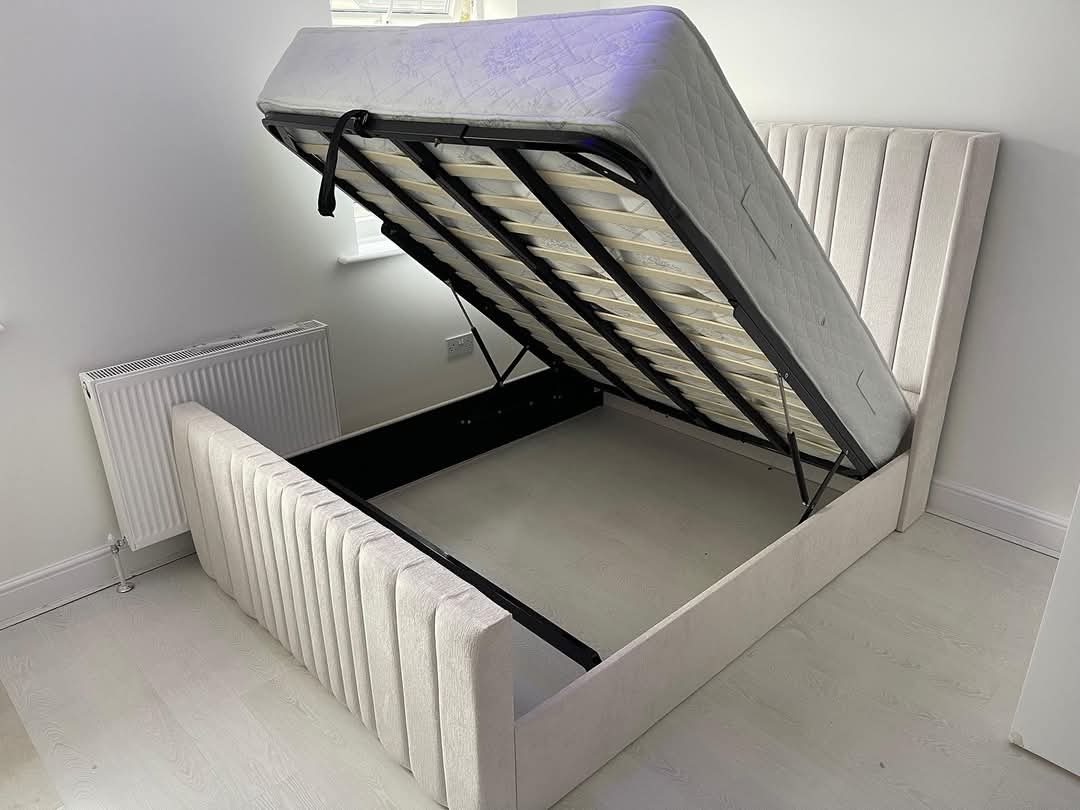 Double Panel Line Ottoman Bed